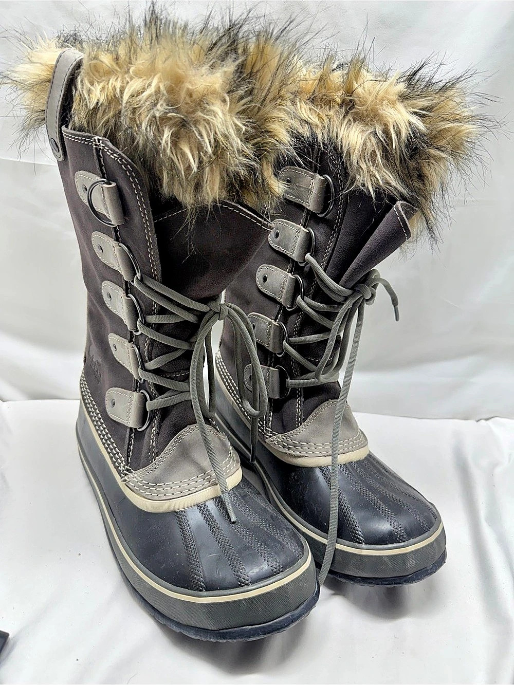 Sorel Joan of Arctic Boots Womens 11 NL1540-051 Grey Waterproof Winter Snow Fur